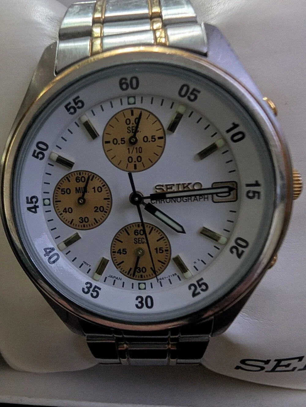 Seiko Two-Tone Silver and Gold Chronograph Watch